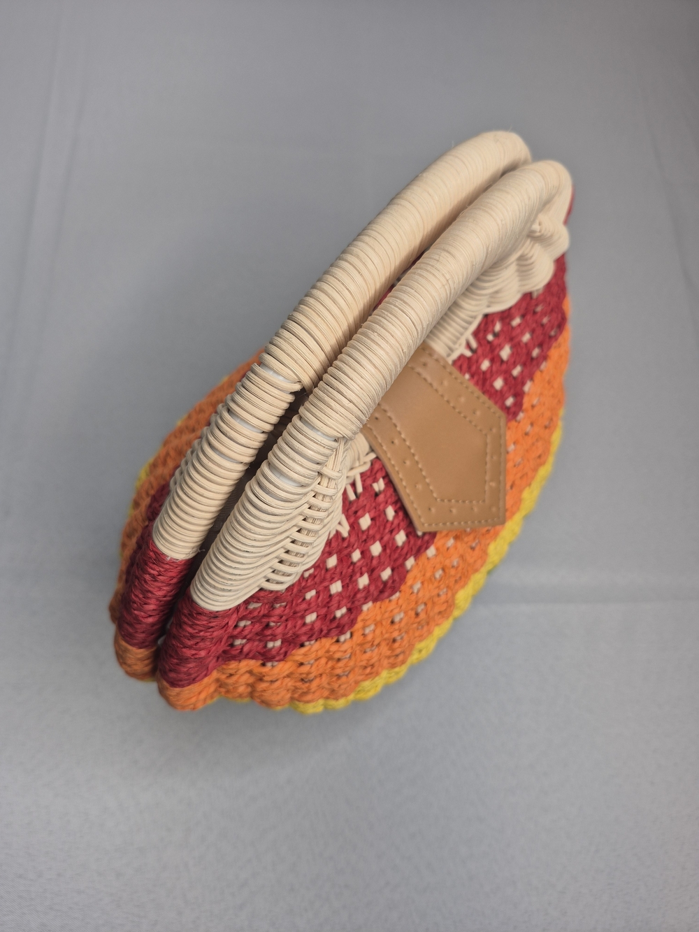 Rainbow Woven Round Tote Bag with Tan Accent NWT - Picture 10 of 13